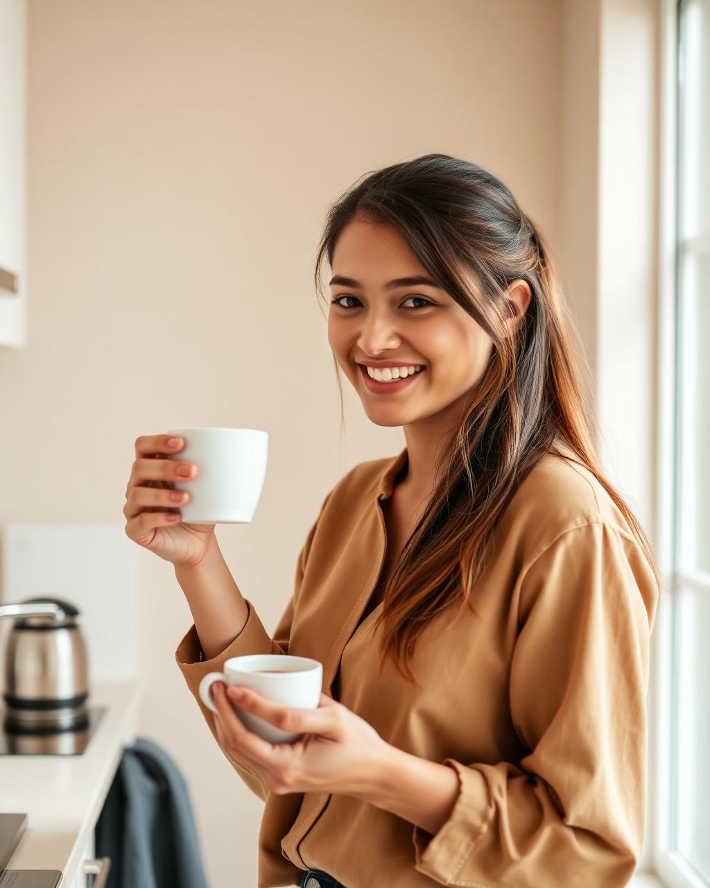 Smiling nooqly customer